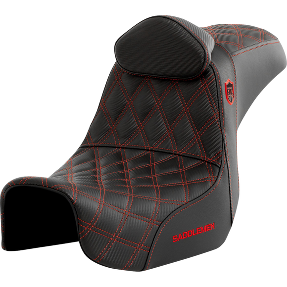 Saddlemen Pro Series Sdc Performance Seat w/ Backrest Red Stitch Dyna '06-'17