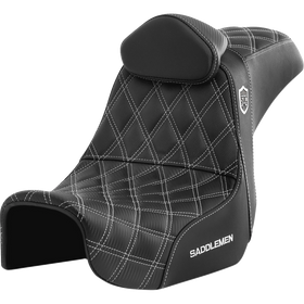 Saddlemen Pro Series Sdc Performance Seat w/ Backrest White Stitch Dyna '06-'17