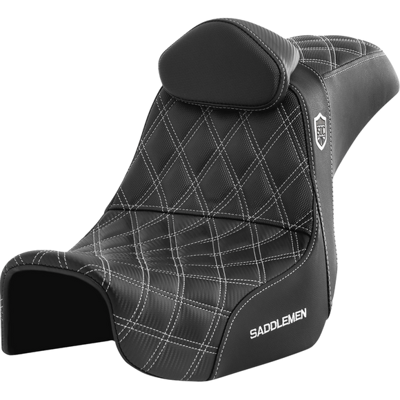 Saddlemen Pro Series Sdc Performance Seat w/ Backrest White Stitch Dyna '06-'17