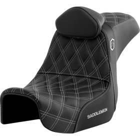 Saddlemen Pro Series Sdc Performance Seat w/ Backrest Silver Stitch Dyna '06-'17