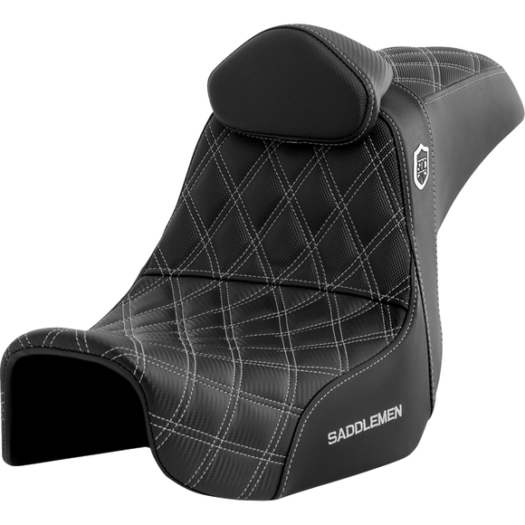 Saddlemen Pro Series Sdc Performance Seat w/ Backrest Silver Stitch Dyna '06-'17