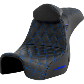 Saddlemen Pro Series Sdc Performance Seat w/ Backrest Blue Stitch Dyna '06-'17