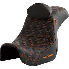 Saddlemen Pro Series Sdc Performance Seat w/ Backrest Orange Stitch Dyna '06-'17