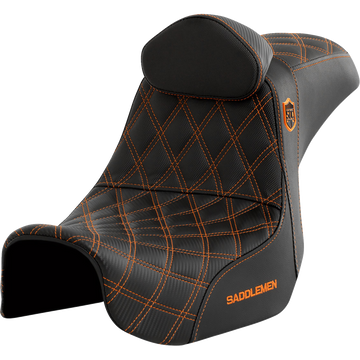 Saddlemen Pro Series Sdc Performance Seat w/ Backrest Orange Stitch Dyna '06-'17