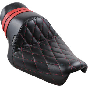 LE PERA - CAFE STUBS SOLO SEAT - DIAMOND STITCH, RED THREAD & RED SPEED STRIPES - '04-20 XL