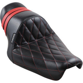 LE PERA - CAFE STUBS SOLO SEAT - DIAMOND STITCH, RED THREAD & RED SPEED STRIPES - '04-20 XL