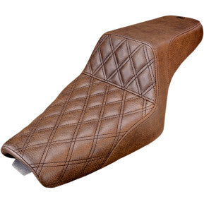 SADDLEMEN - STEP UP SEAT - BROWN, FRONT LATTICE STITCH - 3.3 GALLON TANK - '04-20 XL