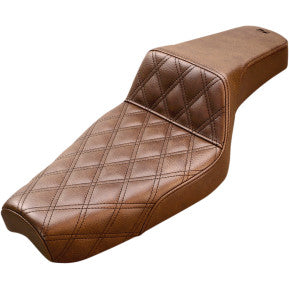 SADDLEMEN - STEP UP SEAT - BROWN, FRONT DOUBLE DIAMOND STITCH - 4.5 GALLON TANK - '04-20 XL