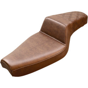 SADDLEMEN - STEP UP SEAT - BROWN, REAR DOUBLE DIAMOND STITCH - 4.5 GALLON TANK - '04-20 XL