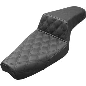 SADDLEMEN - STEP UP SEAT - BLACK, LATTICE STITCH - '77-03 XL