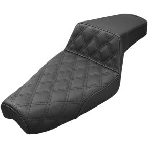 SADDLEMEN - STEP UP SEAT - BLACK, FRONT LATTICE STITCH - '77-03 XL