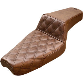 SADDLEMEN - STEP UP SEAT - BROWN, FRONT LATTICE STITCH - '77-03 XL