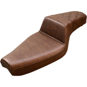 SADDLEMEN - STEP UP SEAT - BROWN, REAR LATTICE STITCH - '77-03 XL