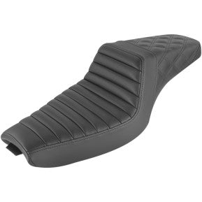 SADDLEMEN - STEP UP SEAT - BLACK, REAR LATTICE STITCH & FRONT TUCK AND ROLL - 4.5 GALLON TANK - '04-20 XL