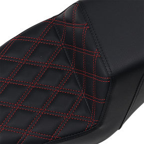 SADDLEMEN - STEP UP SEAT - 3.3 GALLON TANK - BLACK, RED LATTICE STITCH - '04-16 XL - 0