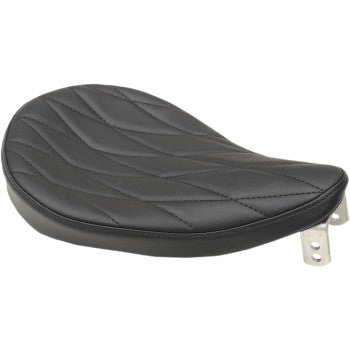 DRAG - SMALL SPRING SOLO SEAT - BLACK VINYL, DIAMOND STITCH - CUSTOM & RIGID