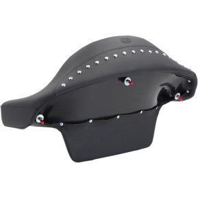 MUSTANG - PASSENGER PAD WITH ARMREST - SMOOTH, CHROME STUDS - '14-20 TOURING - 0