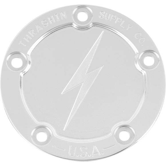 Thrashin Supply Co. dished polished 5-hole Twin Cam points cover TSC-3026-2 for Harley-Davidson Touring Softail Dyna