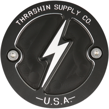 Thrashin Supply Co. Points Cover Dished Black 2 Hole M8