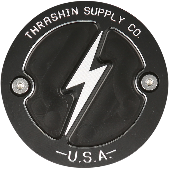 Thrashin Supply Co. dished black 2-hole Milwaukee-Eight points cover TSC-3027-4 for Harley-Davidson Touring and Softail M8