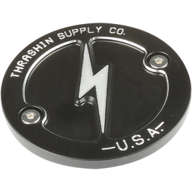 Thrashin Supply Co. dished black 2-hole Milwaukee-Eight points cover TSC-3027-4 for Harley-Davidson Touring and Softail M8