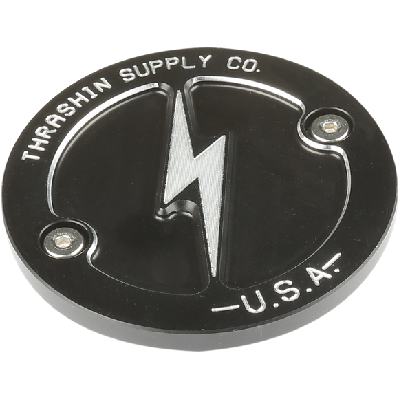 Thrashin Supply Co. dished black 2-hole Milwaukee-Eight points cover TSC-3027-4 for Harley-Davidson Touring and Softail M8