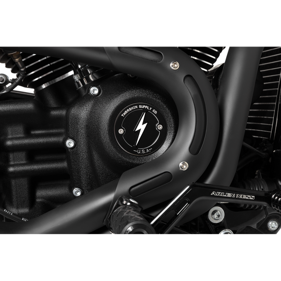 Thrashin Supply Co. dished black 2-hole Milwaukee-Eight points cover TSC-3027-4 for Harley-Davidson Touring and Softail M8