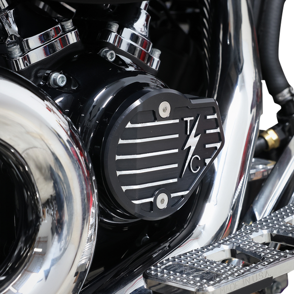 Thrashin Supply Co. Gen 2 finned black Milwaukee-Eight cam cover TSC-3029-4 for Harley-Davidson Touring and Softail