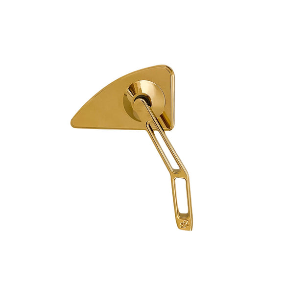 Pro-One Performance billet motorcycle mirror, Gold Titanium Nitride coated, mini teardrop head with V2 cut-out stem (right, part 102130TIN)