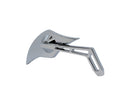 Chrome right-side motorcycle mirror with flame-shaped head and cutout stem