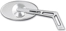 Chrome oval motorcycle side mirror with skeletonized slotted arm