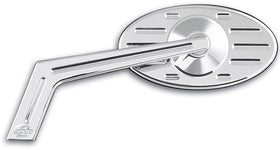 Chrome Pro-One billet motorcycle mirror with Weekend Warrior ball-milled stem and ball-milled oval head