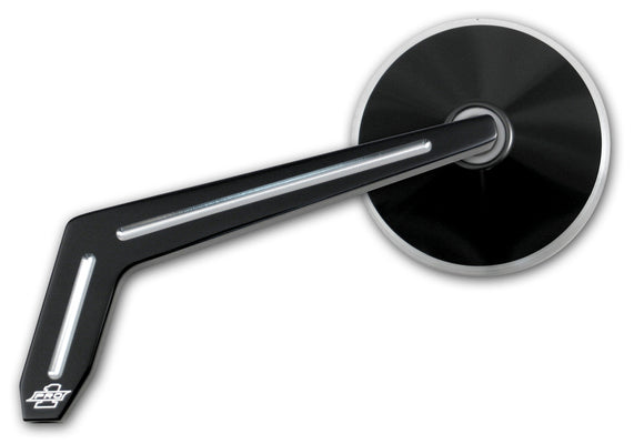Pro-One Performance black billet aluminum motorcycle mirror, 3-inch round head, Weekend Warrior stem, part #102350B/#102360B