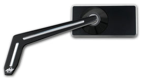 Pro-One billet aluminum motorcycle mirror 102370B — Weekend Warrior stem, 4x2 rectangle head, black ball-milled two-tone