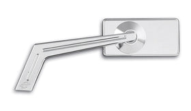 Pro-One Performance billet chrome motorcycle mirror, rectangle head 4x2 in, Weekend Warrior stem, ball-milled finish, pair 102370/102390