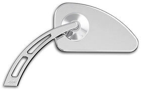 Pro-One Performance billet motorcycle mirror #102510 (left) - teardrop stem cut-out with teardrop head, smooth chrome finish
