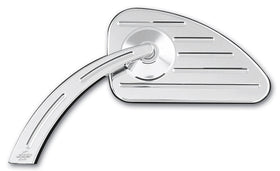 Pro-One Performance chrome billet motorcycle mirror, teardrop stem and teardrop head, left (#102550)