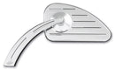 Chrome Pro-One billet teardrop motorcycle mirror with ball-milled horizontal grooves and teardrop stem