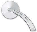 Chrome round motorcycle rearview mirror with curved slotted arm