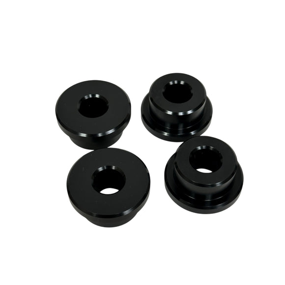 103050B solid mount billet riser bushing kit – 4 black anodized CNC-machined aluminum bushings for Dyna FXR Sportster