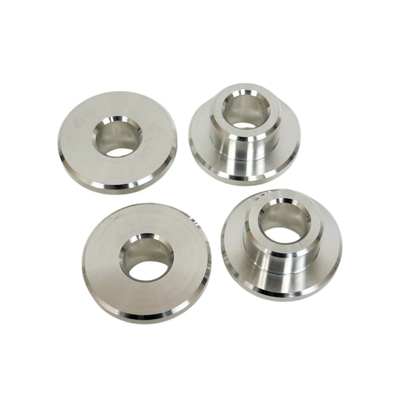 Solid Mount Billet Riser Bushing kit #103060RAW, raw aluminum, CNC‑machined 4-piece for M8 Softail & Touring models