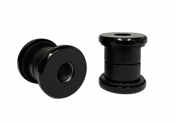 Polyurethane handlebar riser damper kit 103070B, black anodized CNC billet caps with black bushings, fits Harley Davidson FX/FXR/FXD & XL