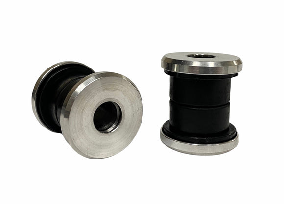 103070RAW polyurethane handlebar riser damper bushings with raw billet aluminum caps, fits Harley-Davidson FX/XL