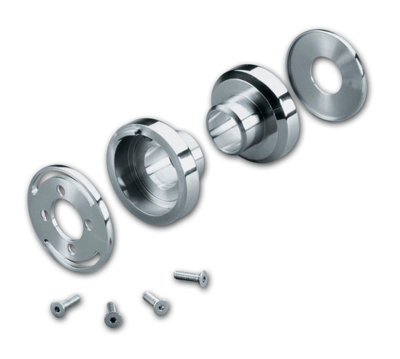 #103423 Fork Stop Kit hide-away internal system, polished stainless steel bearing cups, mounting plates and screws for Harley‑Davidson (fits 39mm/41mm triple trees)