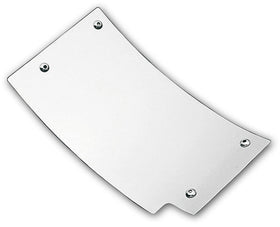 Polished stainless steel rock guard plate with four mounting screws for 1984-1999 Harley-Davidson Softail frames