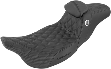 SADDLEMEN Pro Series SDC Performance Seat - w/ Backrest - Lattice Stitch/Lumbar Gripper - FL '08-'23 SC80807DBRT