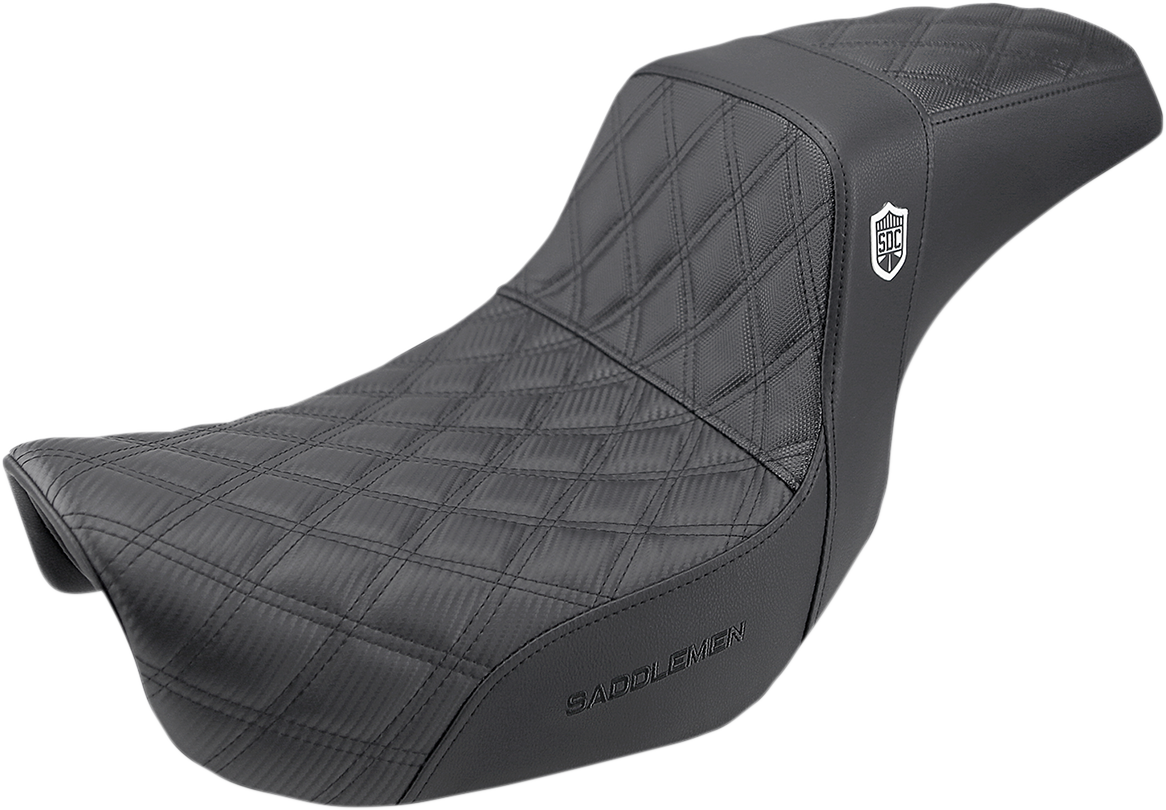 SADDLEMEN Pro Series SDC Performance Seat - w/o Backrest - Lattice Stitch/Lumbar Gripper - FLD/FXD '06-'17 SC80604DB