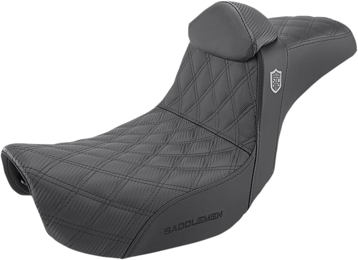 SADDLEMEN Pro Series SDC Performance Seat - w/ Backrest - Lattice Stitch/Lumbar Gripper - FLD/FXD '06-'17 SC80604DBKRT