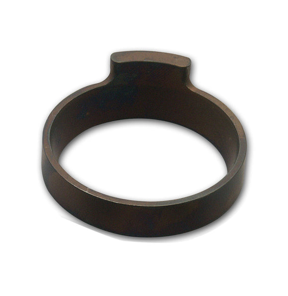 Lower hourglass bearing race with stop for #103413 fork stop kit (part #104001), fits 1.990" neck bore