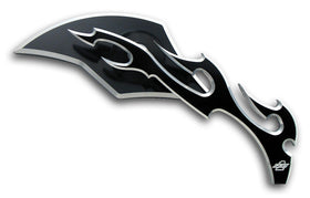Black anodized billet-aluminum flame right-side motorcycle mirror for Harley-Davidson and metric cruisers